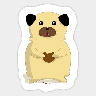 Pug with cookie Sticker